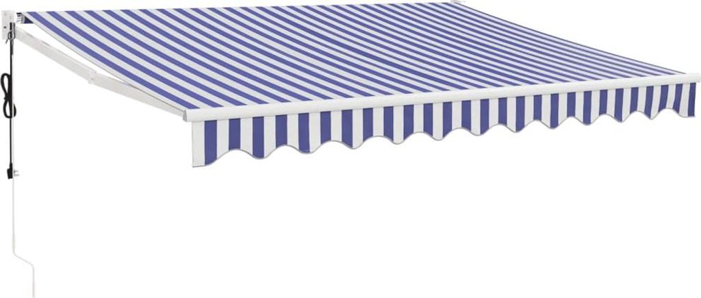 vidaXL Elektrische Markise mit Kurbel Blau und Weiß 3,5x2,5 m