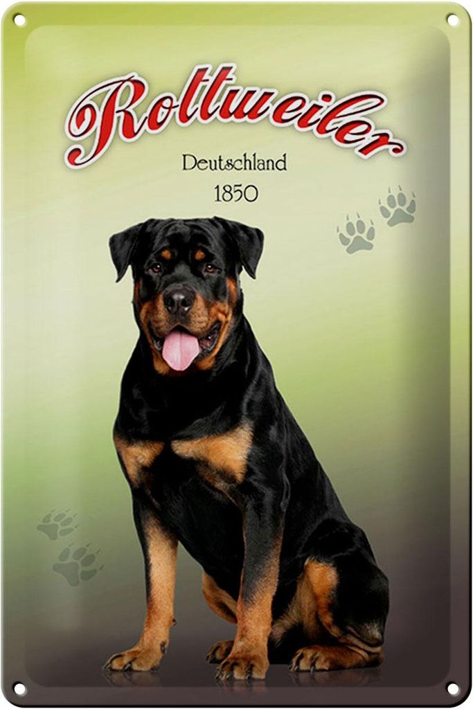 Blechschild Hund 20x30cm Rottweiler Deutschland 1850