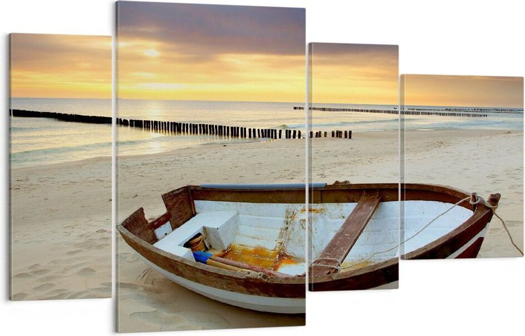 Bild auf Leinwand - Leinwandbild - Strand Boot Ostsee Sommer - 120x70cm - Wand Bild - Wanddeko - Leinwanddruck - Bilder - Kunstdruck - Wanddekorati...