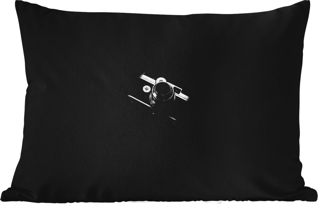 MuchoWow Outdoor Kissen - Schwarz - Kamera - Design - Weiß - 50x30 cm - Wetterfest - Lounge Kissen - Sofa kissen - Wohnzimmer Dekoration