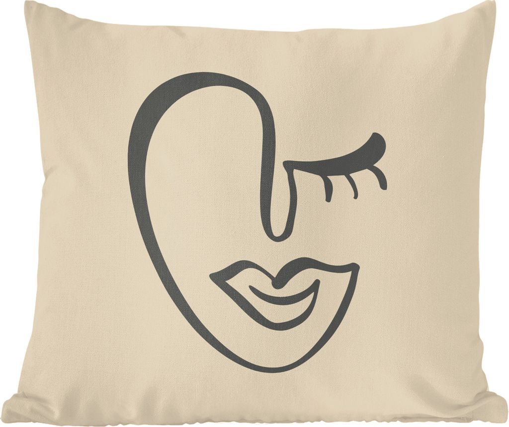 MuchoWow Zierkissen Sofakissen Wohnzimmer Dekokissen 45x45 cm Frau - Gesicht - Porträt - Schlafpolster - Polster für das Sofa