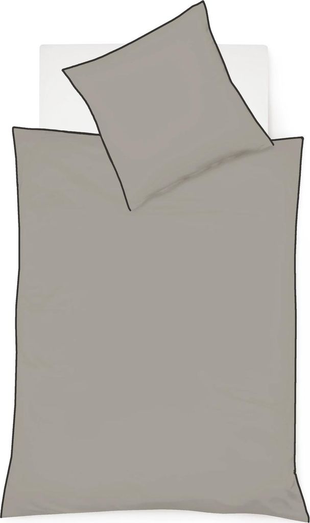 Fleuresse Black Premium Schweizer Satin Bettwäsche mit 3 seitiger Paspel, Uni stahl