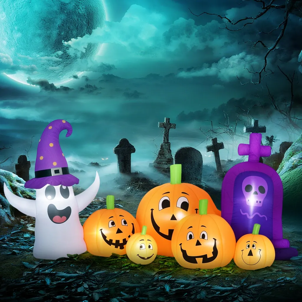 Citrouille gonflable Halloween 240cm en polyester IP44 avec LED