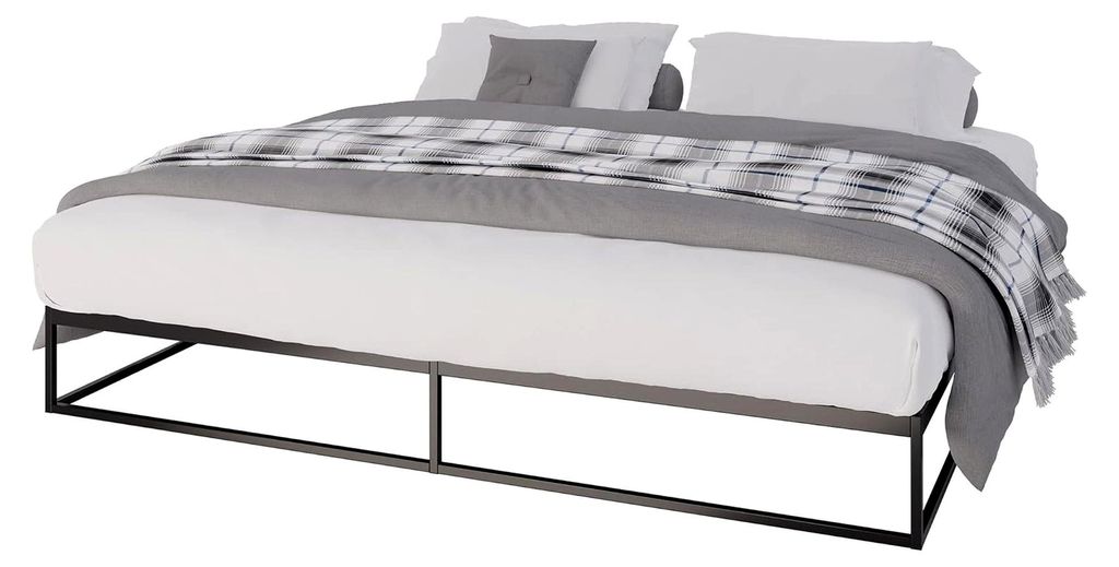 Metallbett Scala mit Lattenrost I Modernes Bett mit stabilem Gestell, Farbe: schwarz, Größe: 200 x 200 x 25 cm