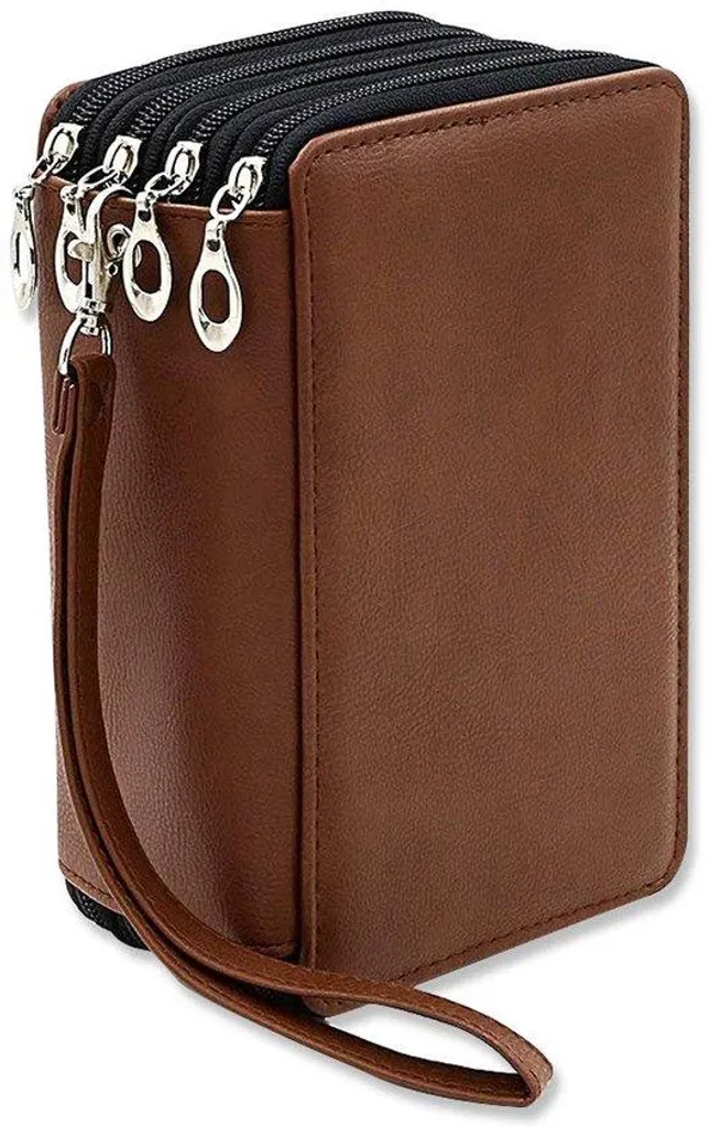 Trousse à crayons en cuir marron grand format pour le dessin d'art