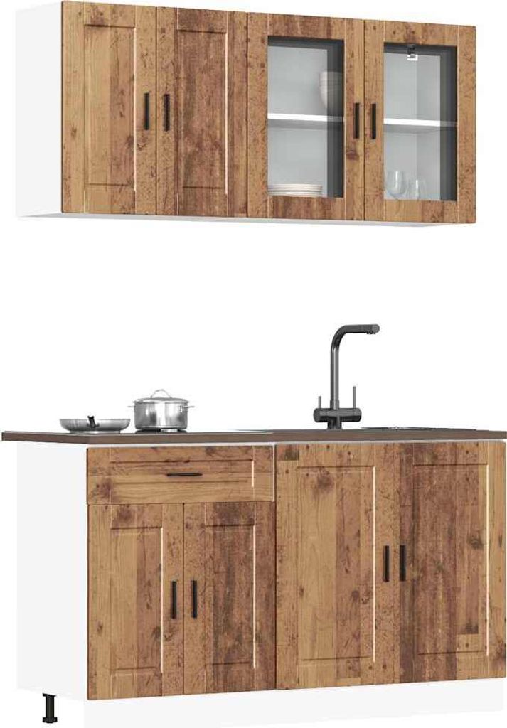 Langlebige 4-tlg. Küchenschrank-Set Kalmar Altholz-Optik Produktbild 