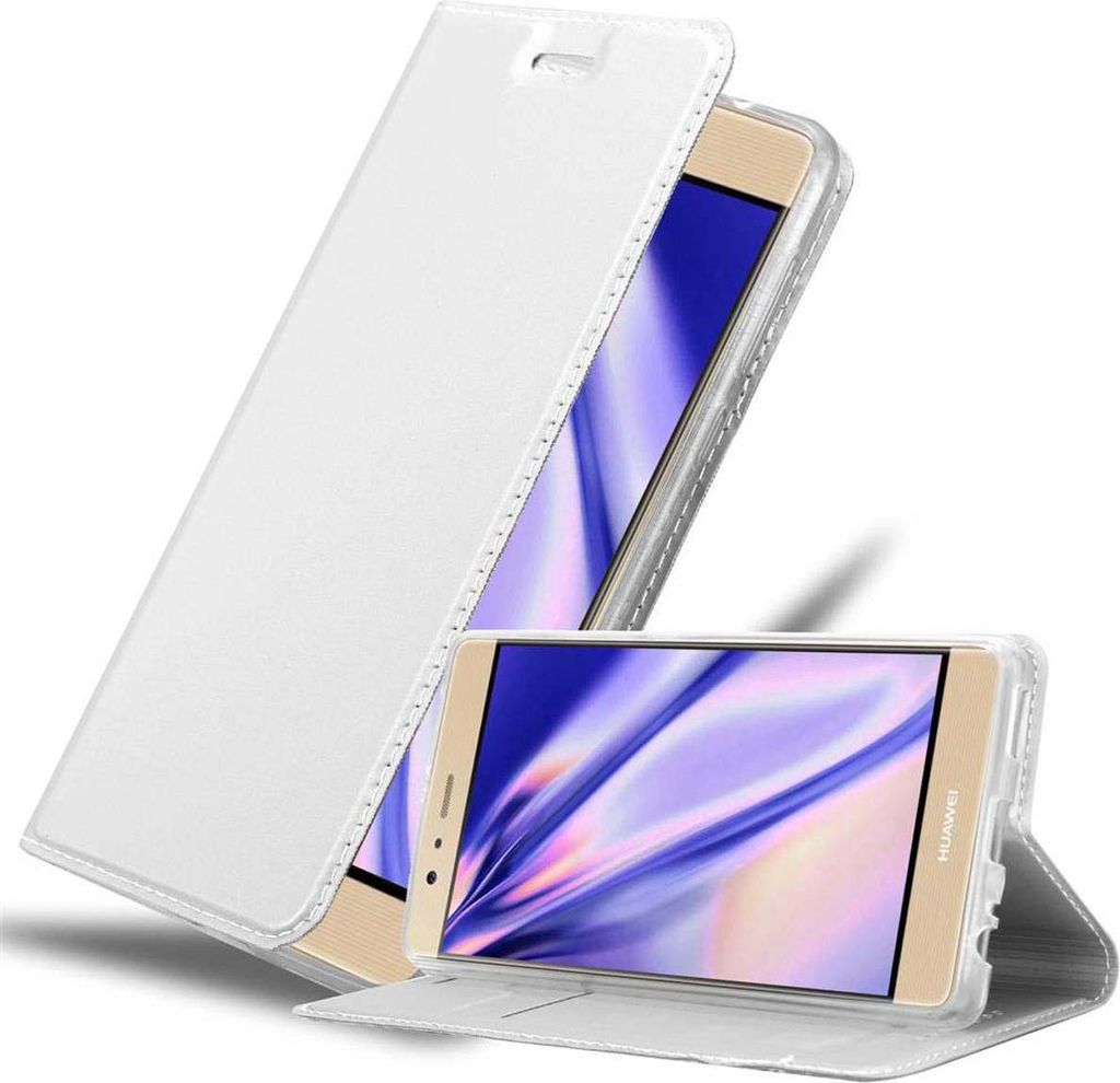 Cadorabo Handyhülle für Huawei P9 PLUS Schutz Hülle in Silber Cover Etui Book Case Booklet