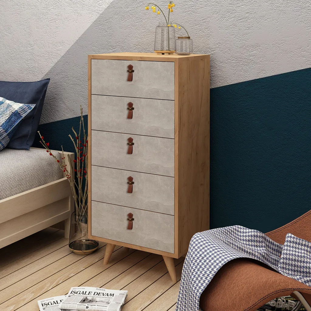Commode Étagère Chêne Anti-Rayures : Solution Rangement Durable 103 cm