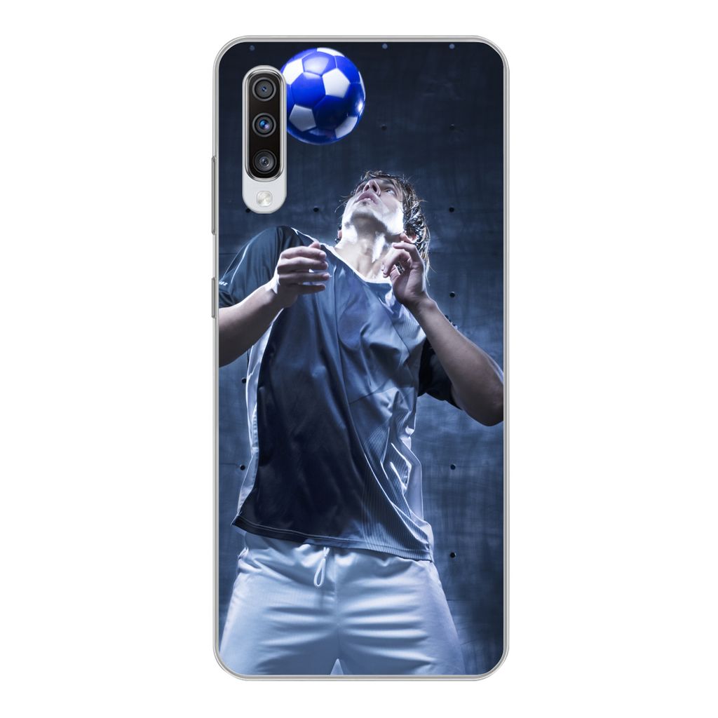 MuchoWow Handyhülle Schutzhülle Hülle für Samsung Galaxy A70 Hochbegabter Fußballer Silikon Softcase Handy Hülle - Schutzhaube