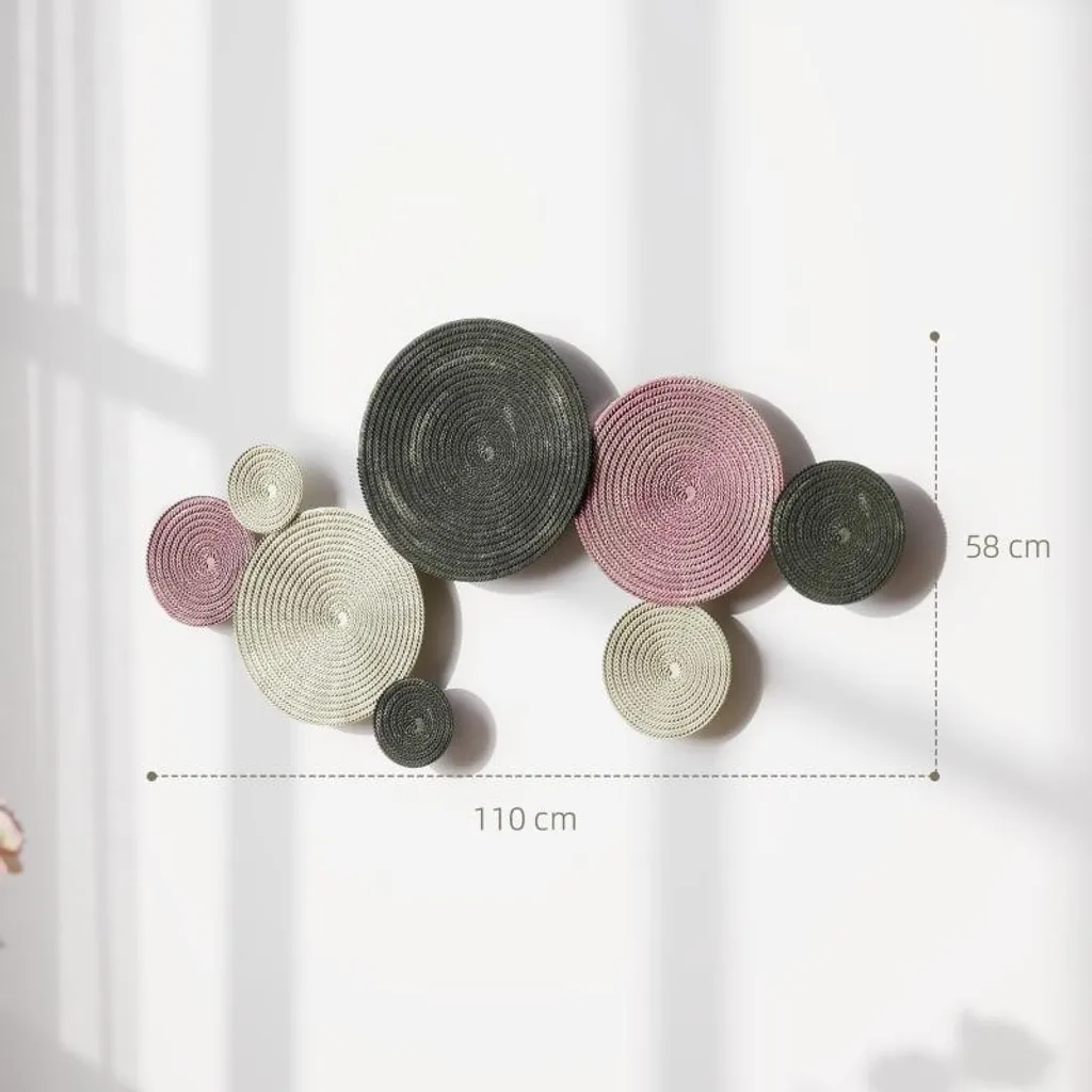 Set decorativo da parete Fortuna Lai con design a disco, 8 dischi metallici, versatile, multicolore - 3