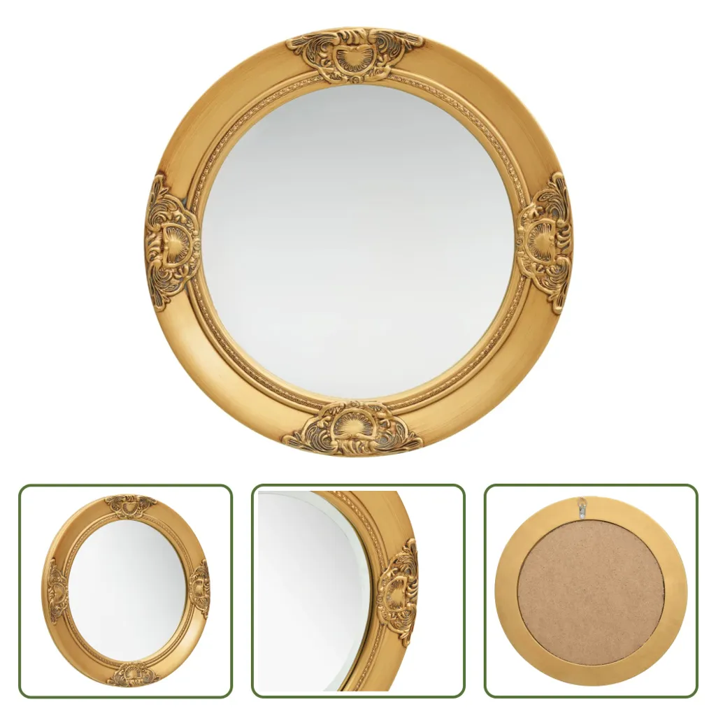 Miroir Mural Baroque Doré 50 cm - Solution Déco pour Mur Vide Salon