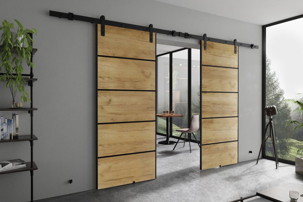 KIER FURNITURE AURA DUO PLUS – Schiebetür Komplettset – 212x205x1,6 cm - Eiche Craft
