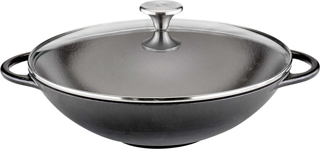 Küchenprofi Wok mit Glasdeckel, 30 cm schwarz Produktbild 