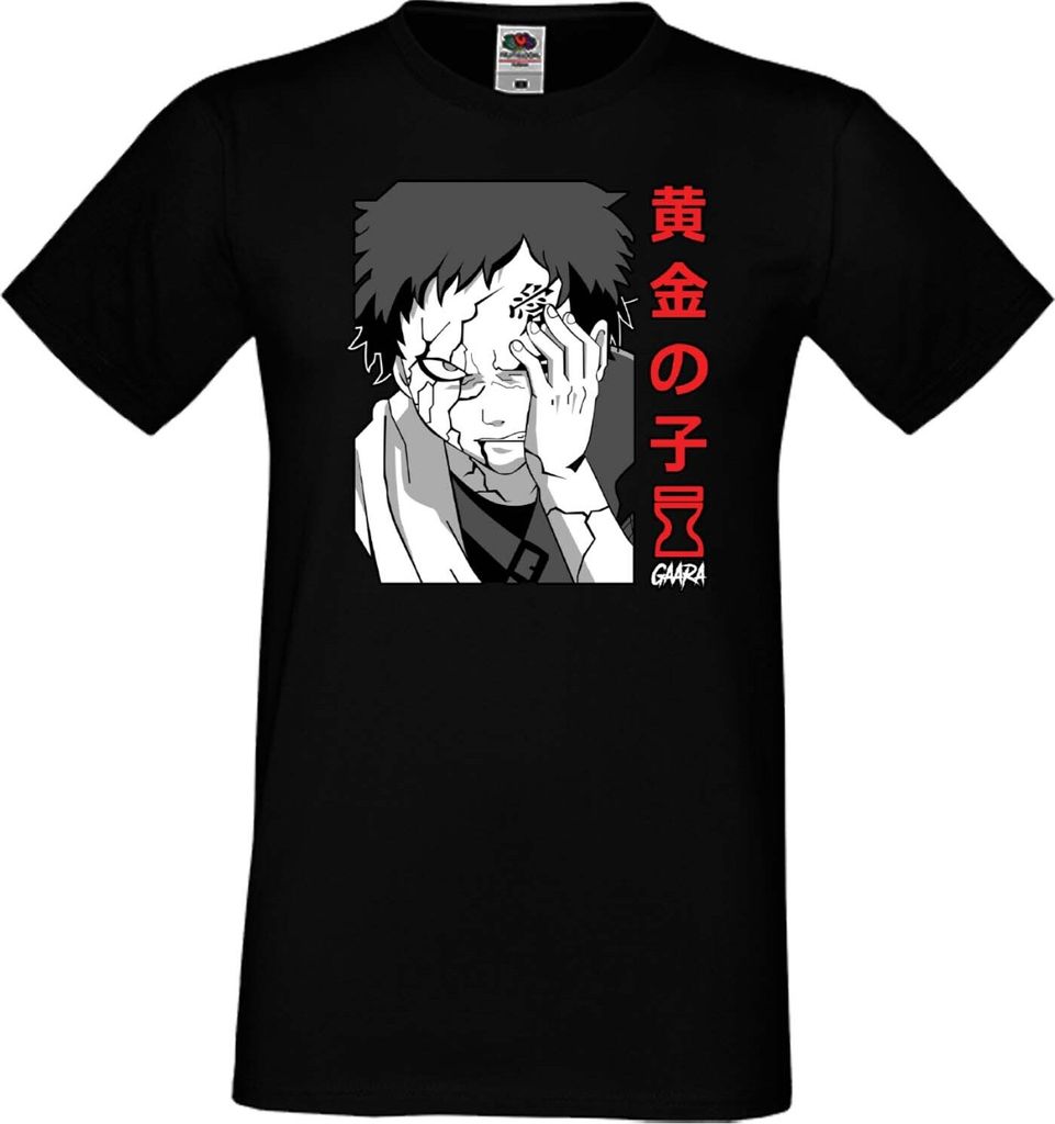 Herren T-Shirt Japan Manga Animation Comics Naruto Gaara 02 Var-039 Sand Hokage, Man M / Schwarz