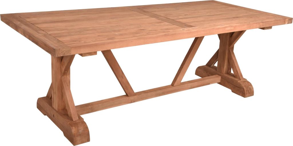 Gartentisch NIELS - Teak, Braun, 220,5x100x75cm | Terrassentisch Wetterfest Outdoor Tisch