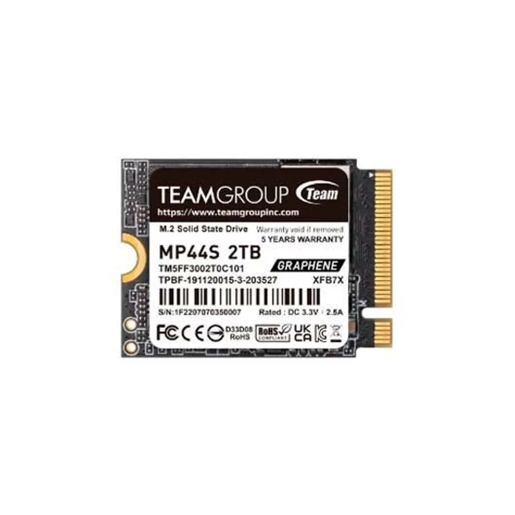Team Group MP44S 2 TB M.2 2230 PCIe 4.0 SSD - Vitesse jusqu'à 5000 MB/s