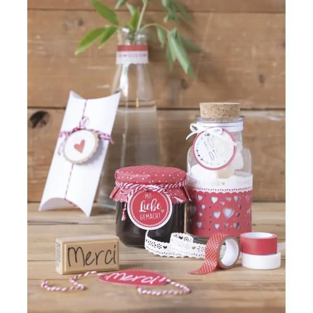 Heyda 211803002 Tampon fait avec amour en bois pour loisirs créatifs