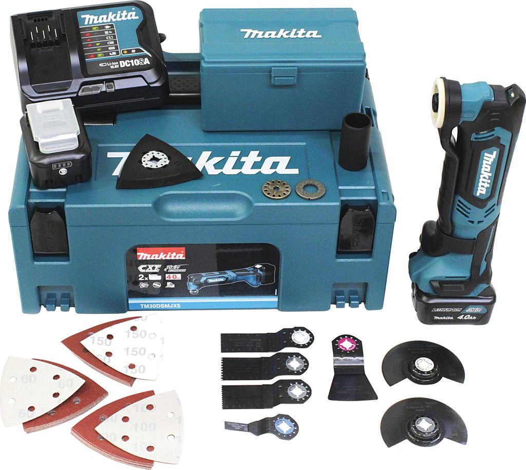 Makita TM30DSMJX5 Profi-Akku-Multifunktionswerkzeug, variable Geschwindigkeit, inklusive Lithium-Ionen-Akku und Ladegerät