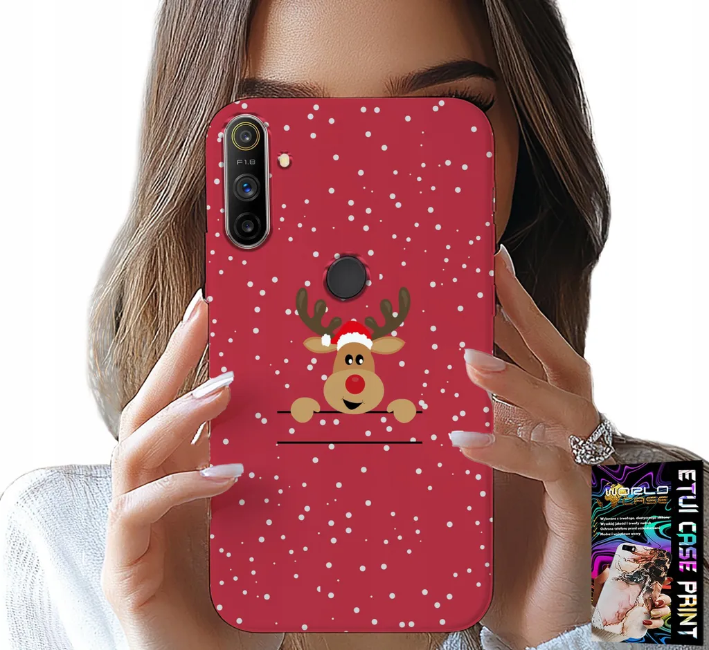 Regalo Natale Realme C3: Cover Renna Natalizia e Vetro Protettivo