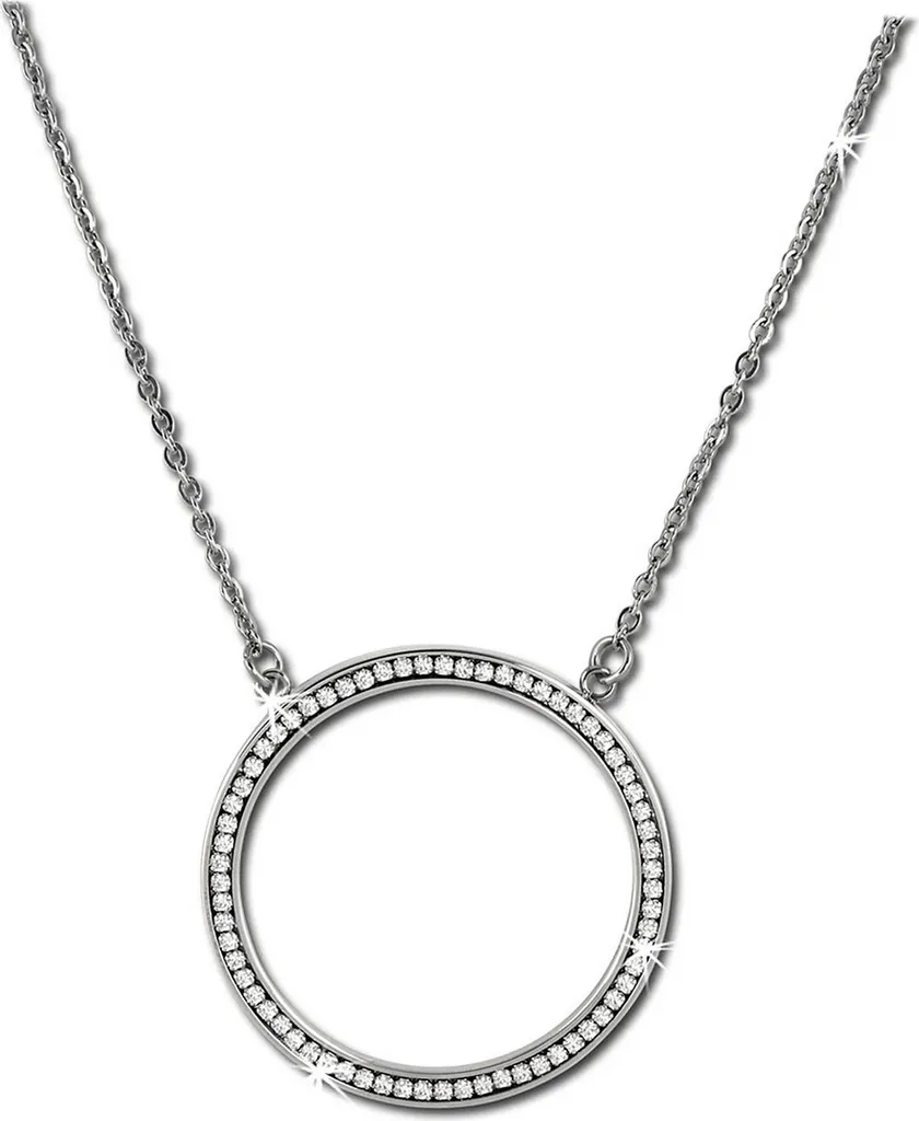 Amello Collana ESK103J: Luce di Zirconi e Forza dell'Acciaio 50cm