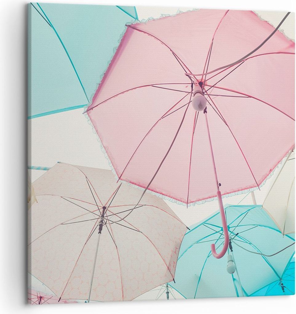 Bild auf Leinwand - Leinwandbild - Regenschirme Glühbirne Improvisation - 50x50cm - Wand Bild - Wanddeko - Leinwanddruck - Bilder - Kunstdruck - L...