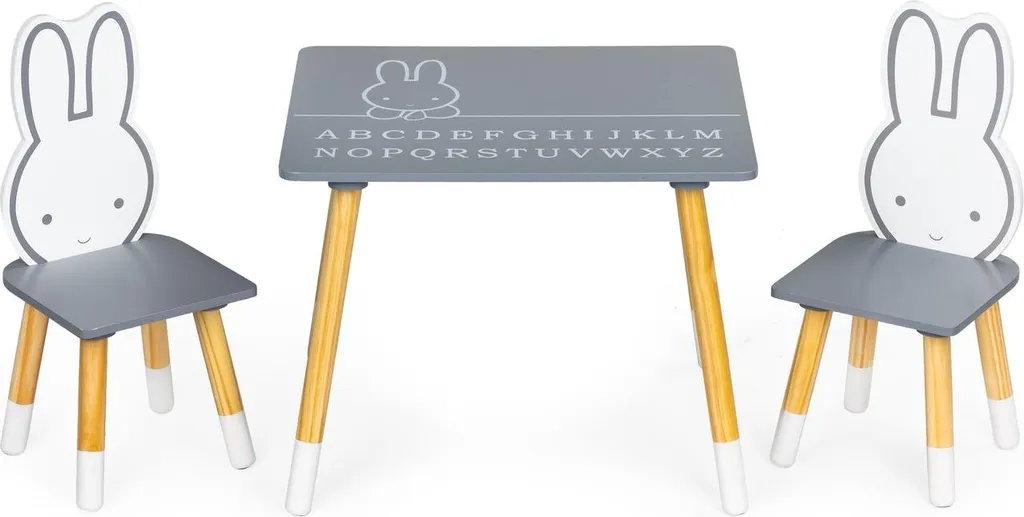 Mobilier de chambre enfant : ensemble table et 2 chaises en bois naturel