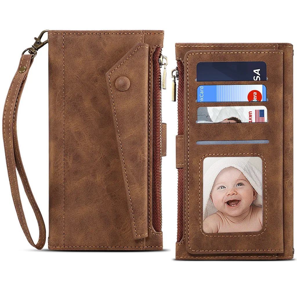 Custodia Portafoglio In Pelle Con Supporto Per Wieppo S6 Lite 5.5 Inch - Marrone - Cover Con Slot Carte E Chiusura Magnetica