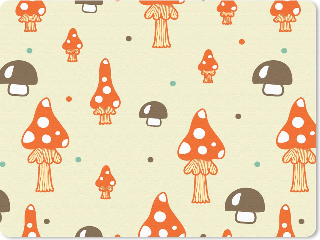 MuchoWow Mauspad Mousepad Muster - Pilz - Orange 40x30 cm - Mousepads - Maus Mat - Pad - Mausunterlage - Anti Rutsch