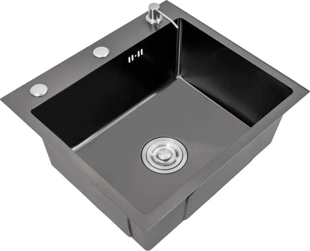 Kit Lavello Cucina Inox Nero 50x45 con Rubinetto | Alta Qualità