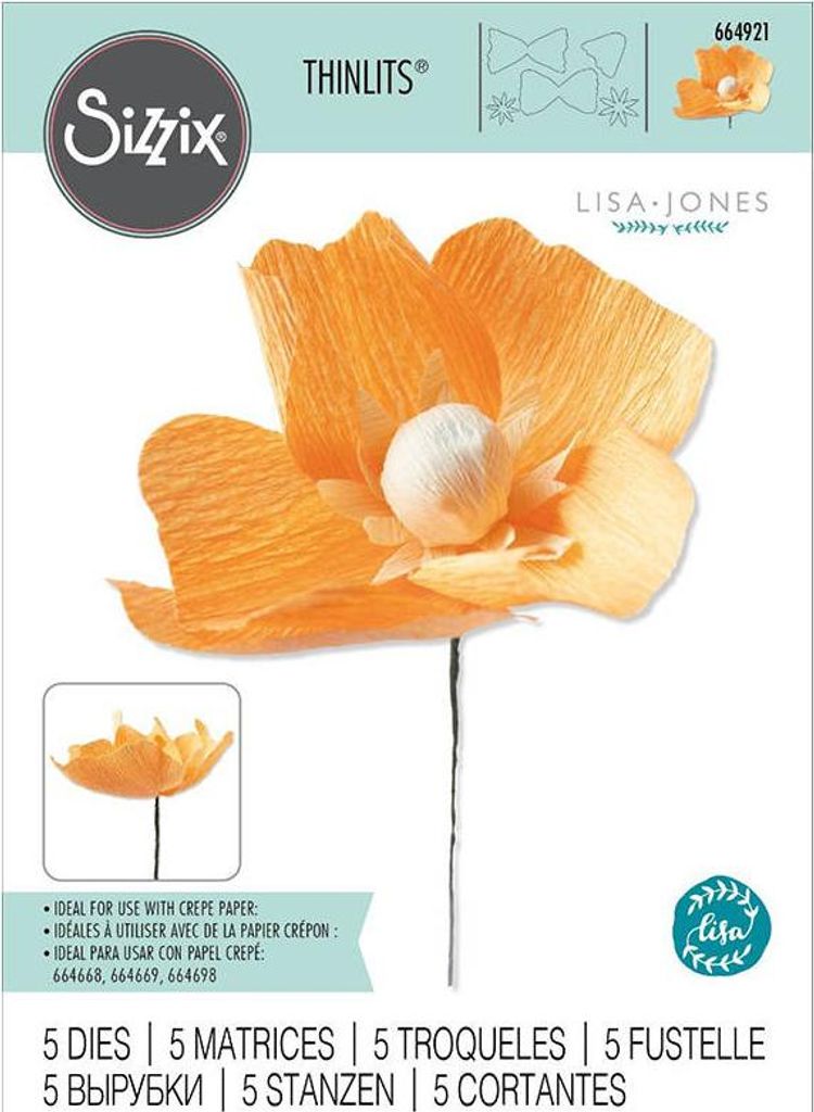 SIZZIX Stanzform Präge Stanzschablone Cutting Die, California Poppy by Lisa Jones Mohn