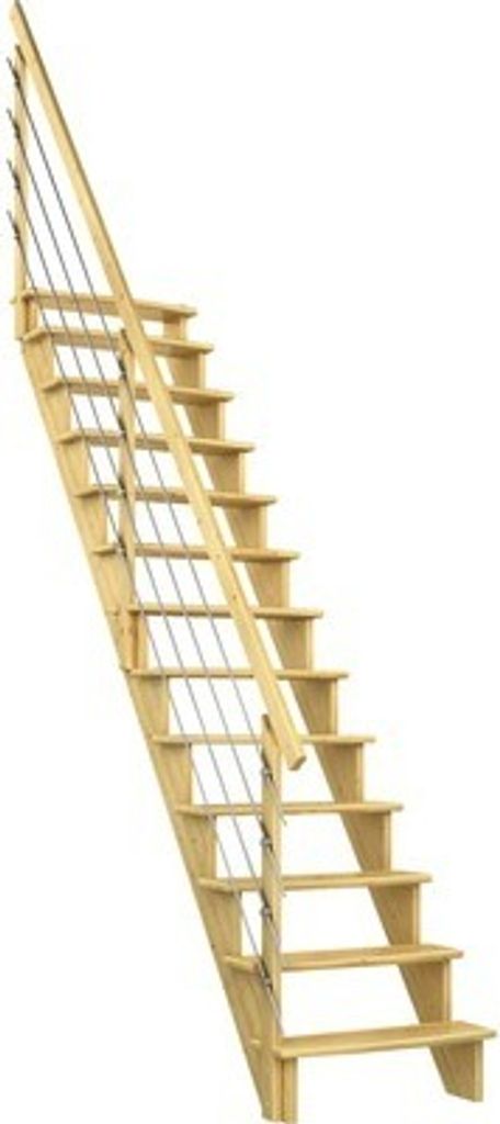 Pertura Wangentreppe Filia Kiefer Leimholz Ohne Setzstufen Seitenwange kiefer gerade 75 cm 12 Stufen / 13 Steigungen Rel