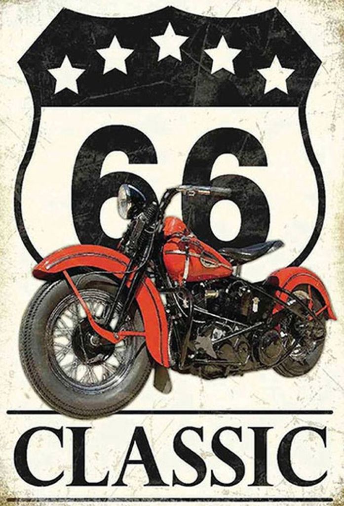 vianmo Holzschild 30x20 cm Motorrad classic 66 5 Sterne Produktbild 