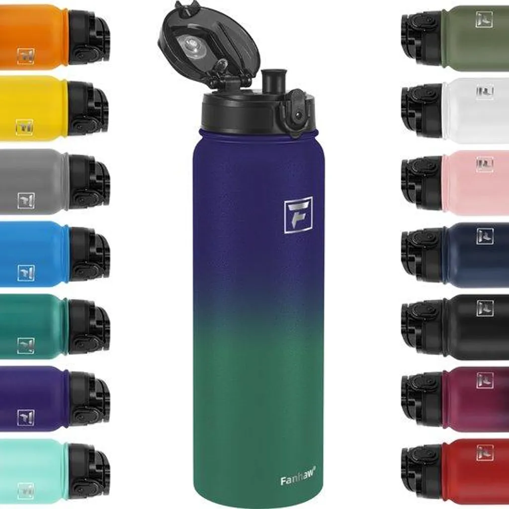 Bouteille d'eau en acier inoxydable 1L violette avec bouchon étanche
