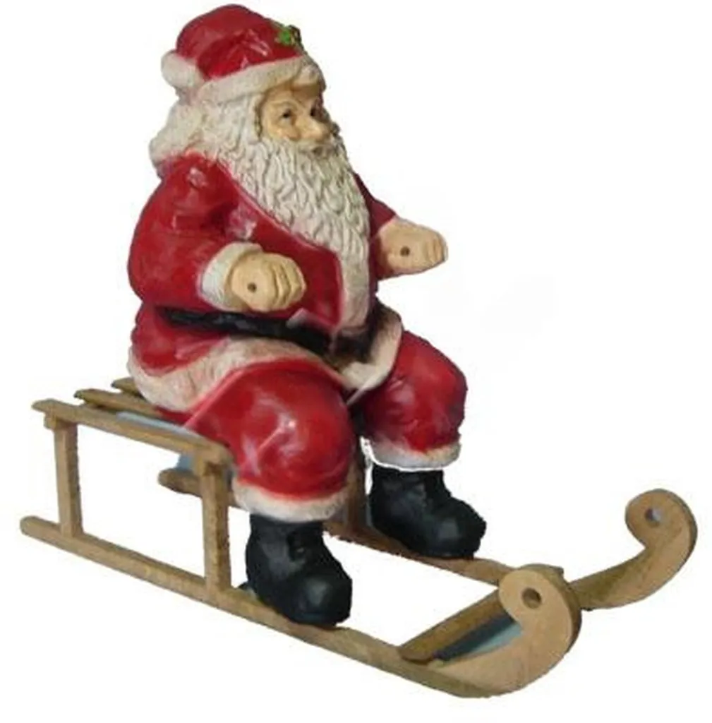 Statue Saint-Nicolas sur traîneau figurine de jardin décoration Noël