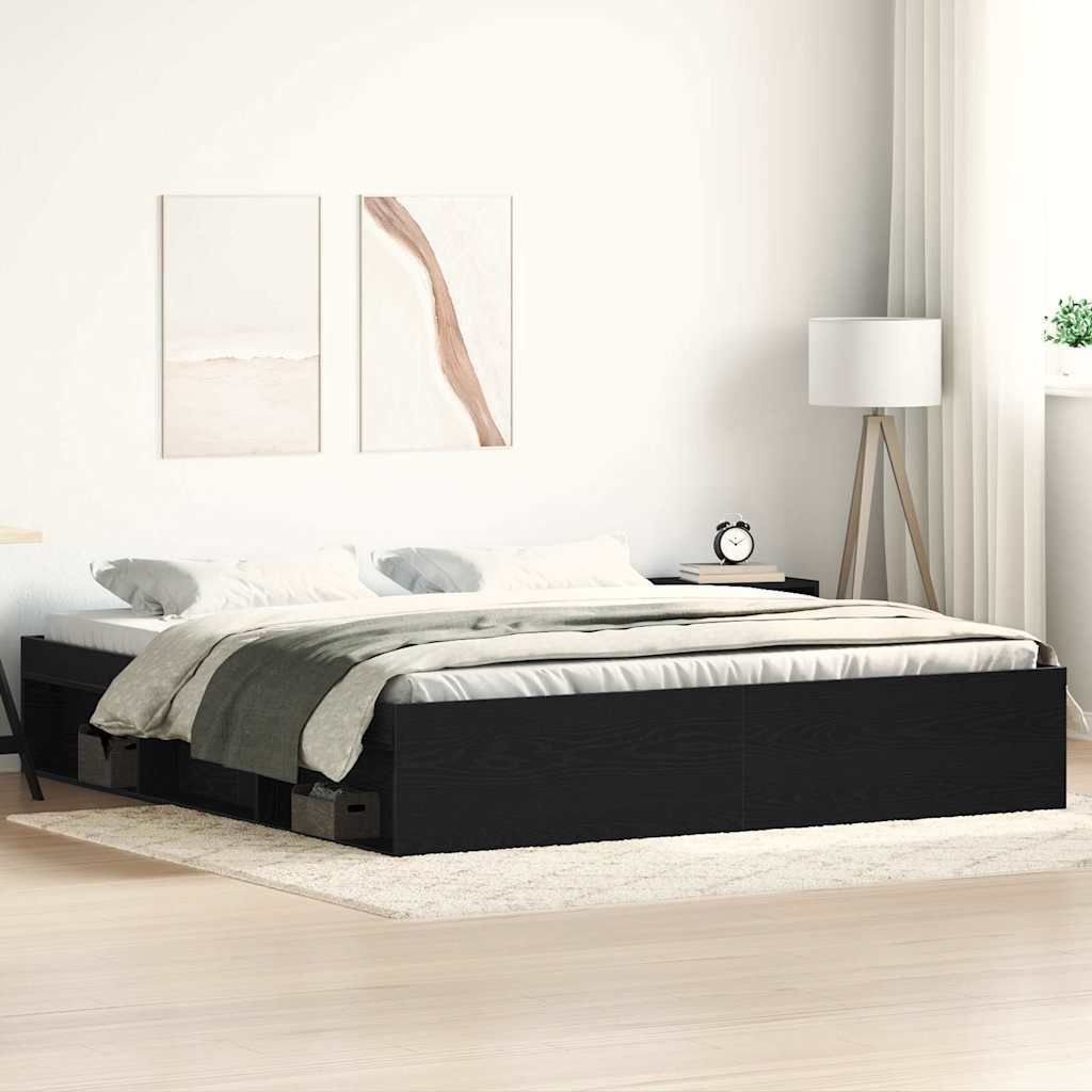 Maison Exclusive - Bettgestell ohne Matratze Schwarz Eichen-Optik 200x200 cm
