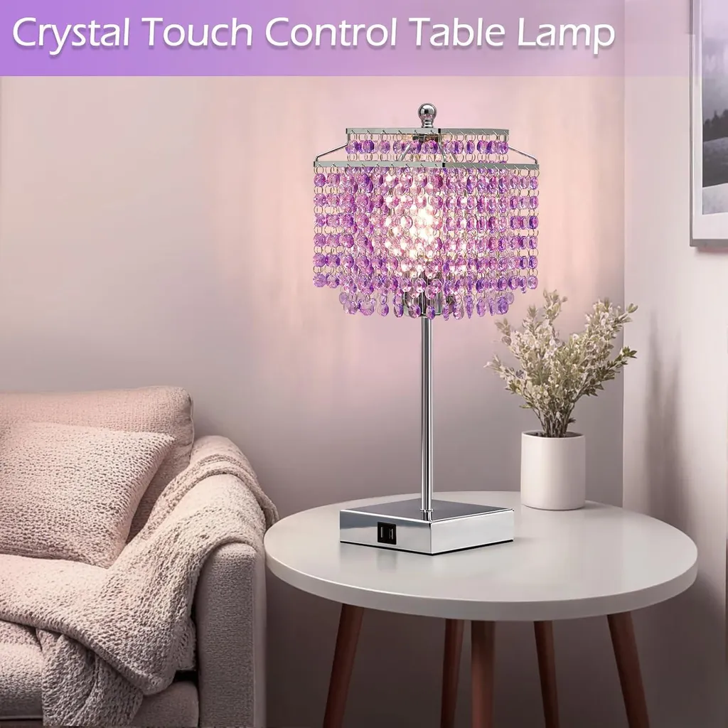 Lampe tactile violette 3 intensités avec charge rapide USB-C et USB-A - 5