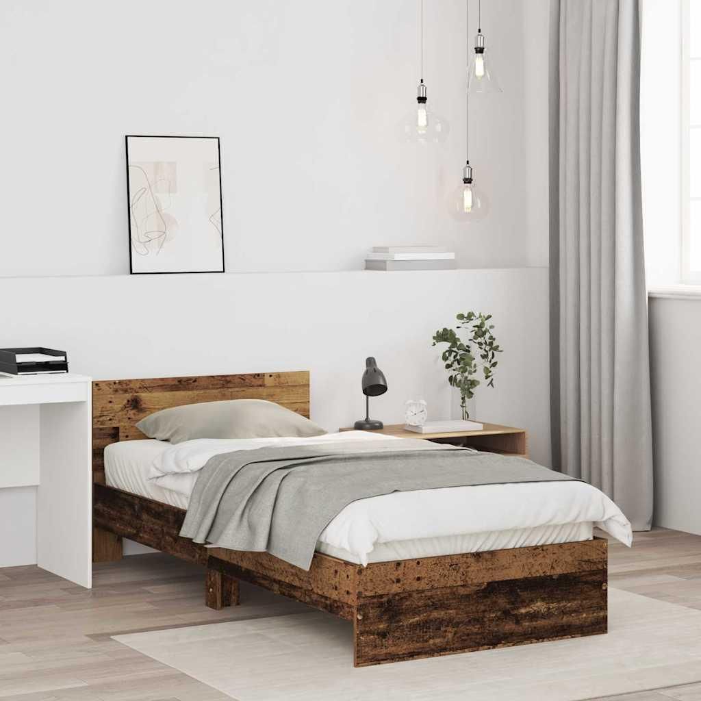 "im Sonderangebot"Bettgestell/Bettrahmen - CLORIS - Einzelbett - mit Kopfteil Altholz 90 x 190 cm - Einfache Montage - Holzwerkstoff - NeuMöbel430...
