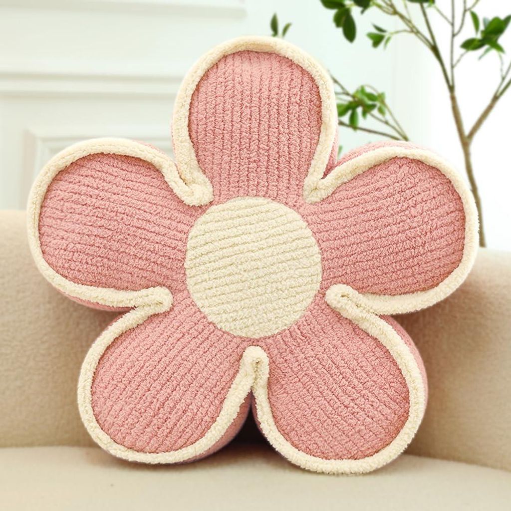 Bodenkissen, Sitzkissen, 50 cm, niedliches Blumenkissen, weiches Kissen mit Blütenblättern, Dekokissen in Blumenform, Blumenkissen (rosa)