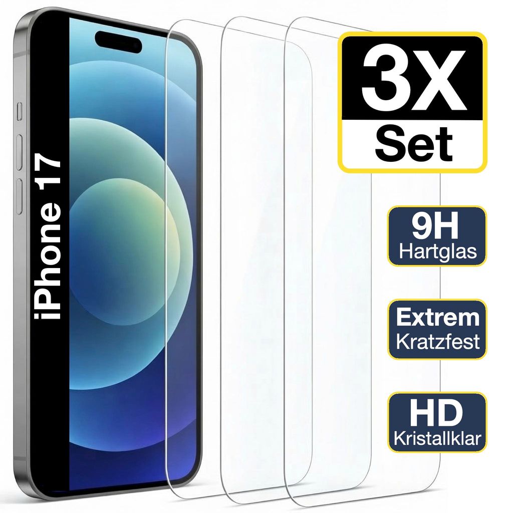 3x iPhone 17 Panzerglas Panzerfolie Displayschutz Produktbild 
