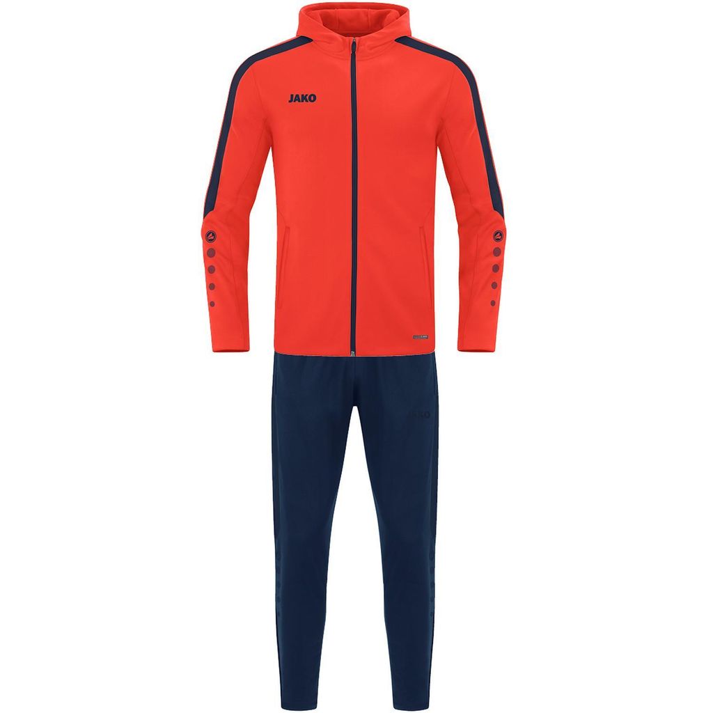 JAKO Unisex Trainingsanzug Polyester Power mit Kapuze, Farbe:flame/marine, Größe:3XL