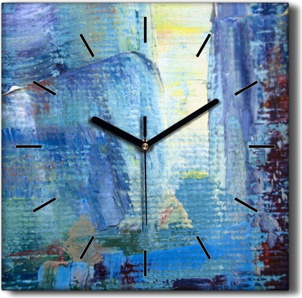 Coloray Hodiny Unikátní 30x30 cm Tiché hodiny Pro obývací pokoj a kuchyň Nástěnné hodiny Plátno Černé ručičky hodin - Barvy rozmazá...