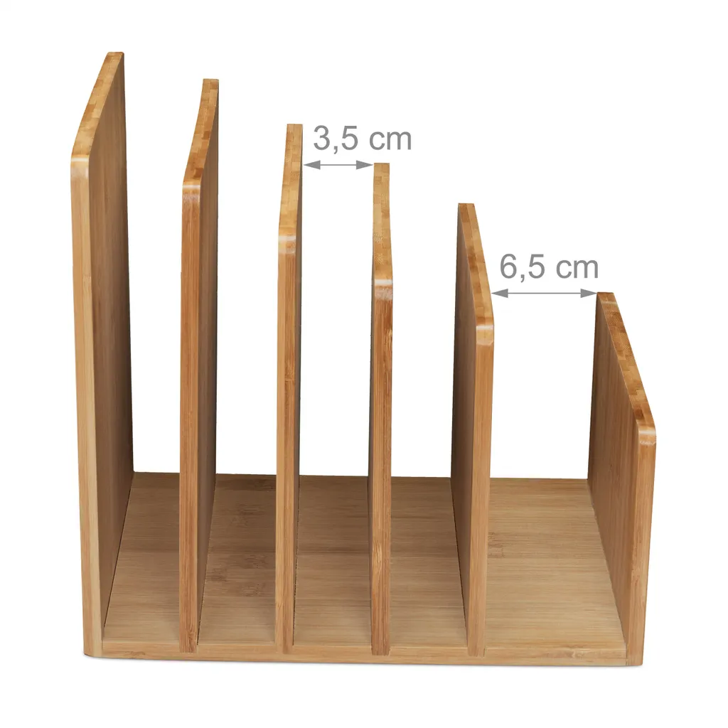 Porte-documents design en bambou robuste avec rangement multi-niveaux - 5