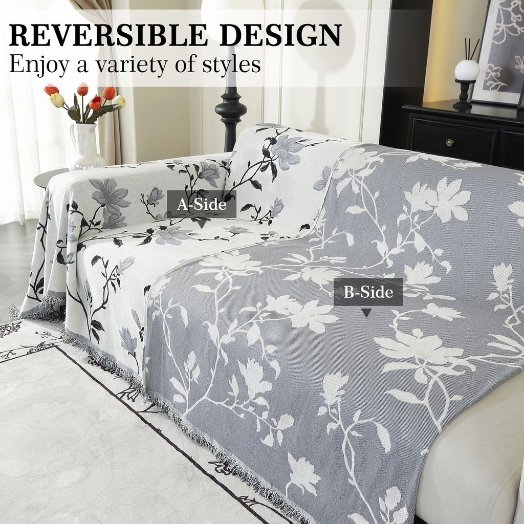 SEBKQ Boho Flanell Decke - Doppelseitig Mit Sonne & Blätter Muster | 150x129,5 Cm, Ganzjährig