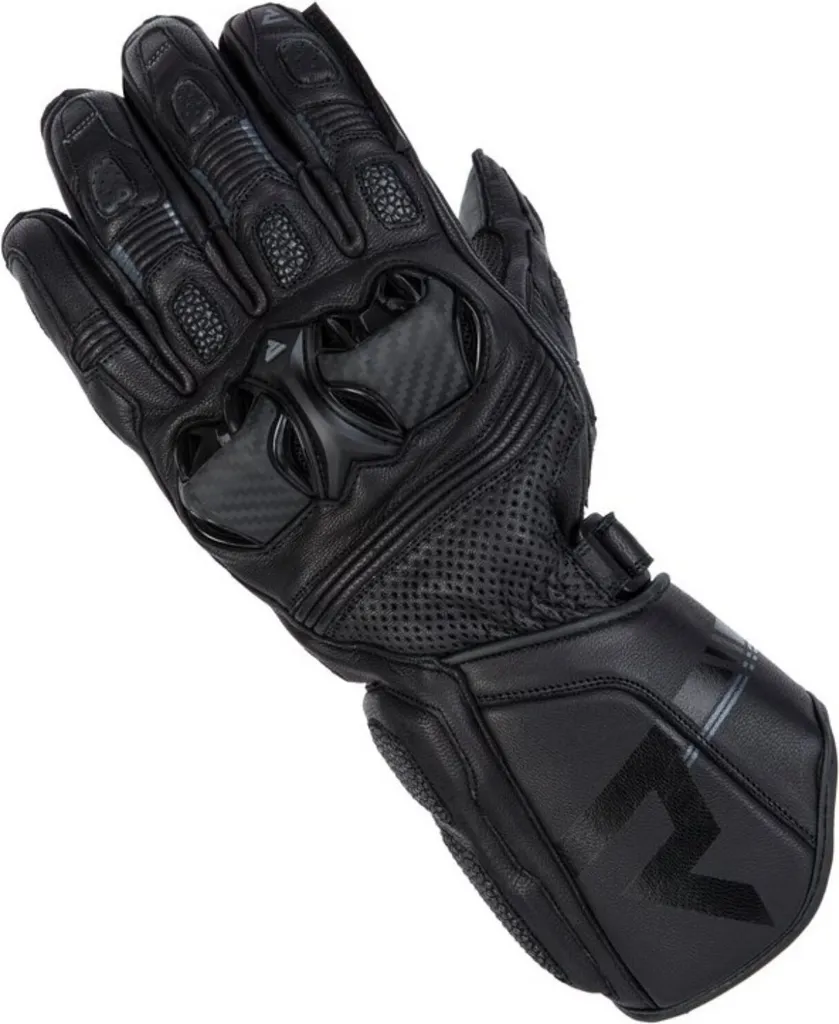 Gants Rebelhorn St Long RHGLVSTLG03 en cuir noir pour moto de route