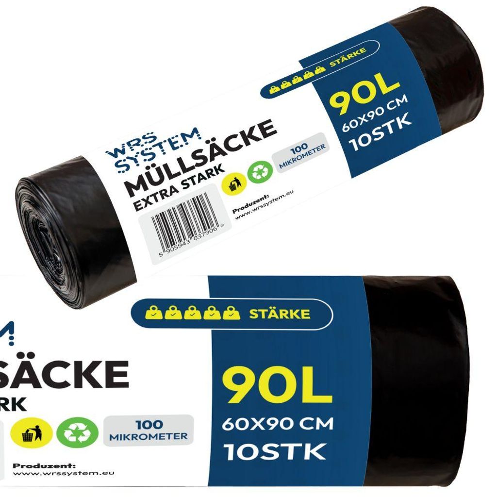 WRS System Müllsäcke 90L 10 Stk. Strapazierfähige Produktbild 