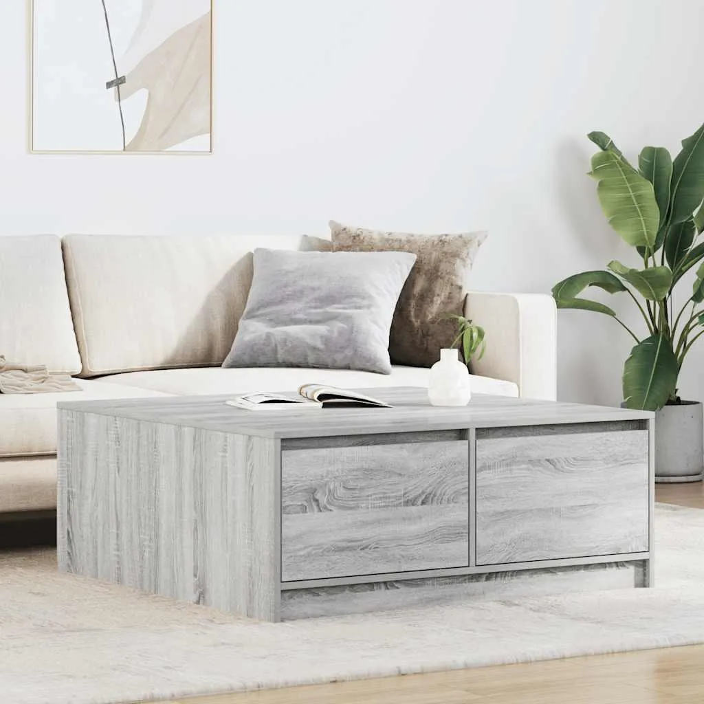 Table Basse Carrée pour Salon Moderne - Sonoma Gris 100x100x40cm