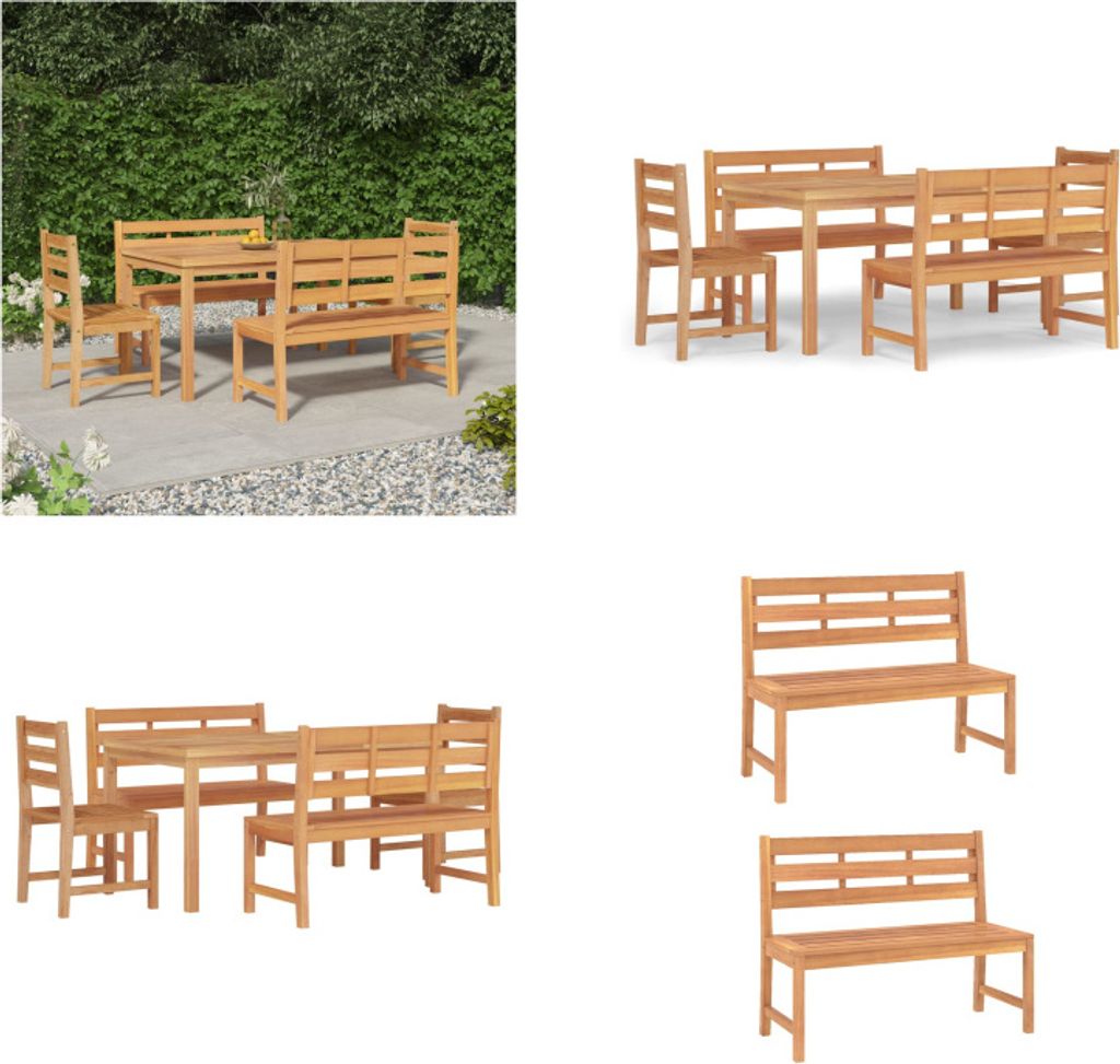 vidaXL 5 tlg. Garten Essgruppe Massivholz Teak - Garten Essgruppe - Garten Essgruppen - Gartenmöbel - Terrassenmöbel