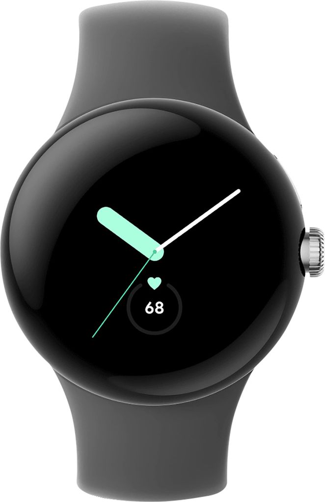 Google Pixel Watch 4G Polished Silver Sportarmband Charcoal Produktbild