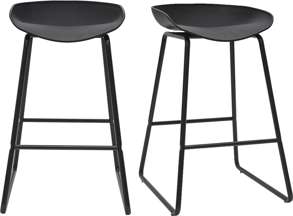Miliboo - Design-Barhocker Schwarz mit Metallbeinen (2 Produktbild 