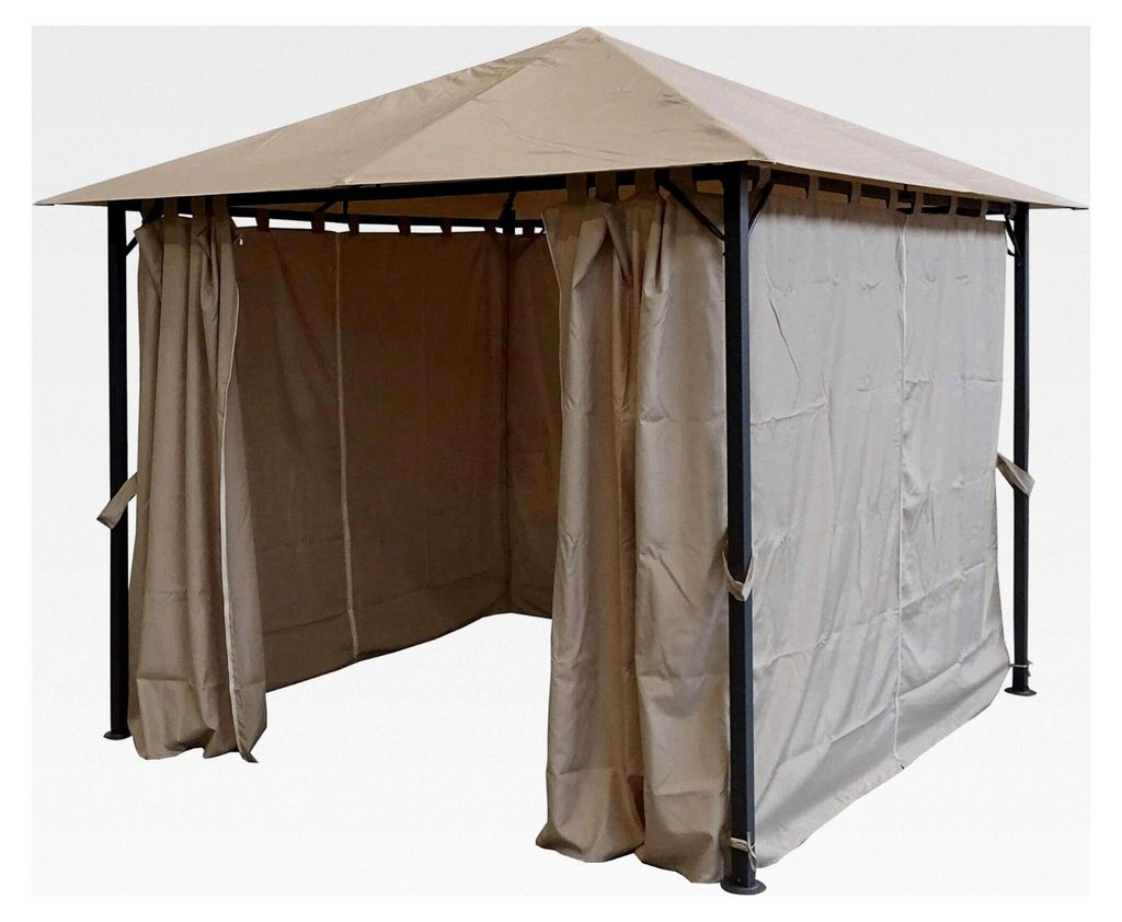 Metall Gartenpavillon 3x3m Antik Partyzelt Sand mit 4 Seitenteilen